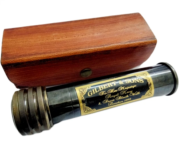 Kaléidoscope En Laiton Fait Main Pour Adultes - Avec Perles De Verre, Chambre à Objets Secs Et Présentoir En Bois - Longueur 15,2 Cm - 9