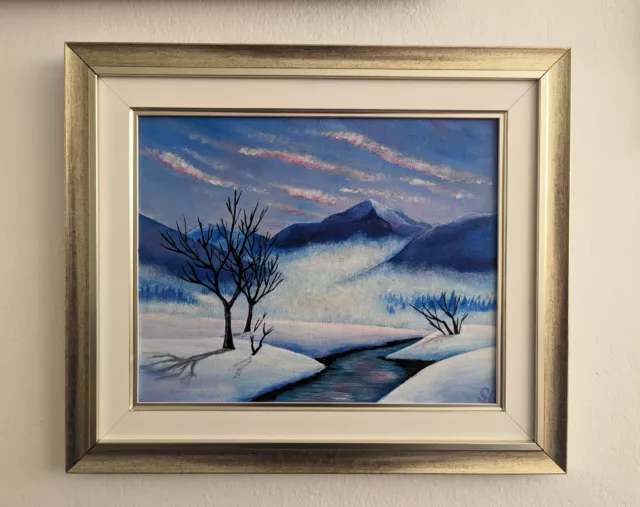 Gemälde, Acrylgemälde, Leinwand, Kunst, Original, Handgemalt, Gerahmt, Winter