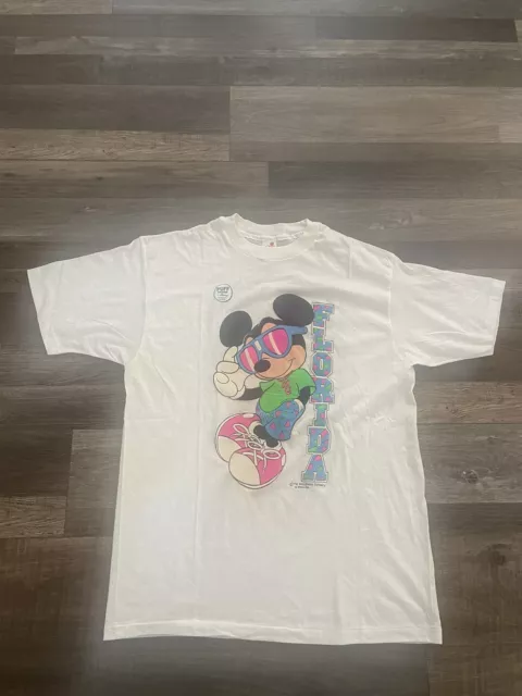 Vtg 80s Mickey Mouse Florida T Shirt Sz XL Made In USA (read Description)