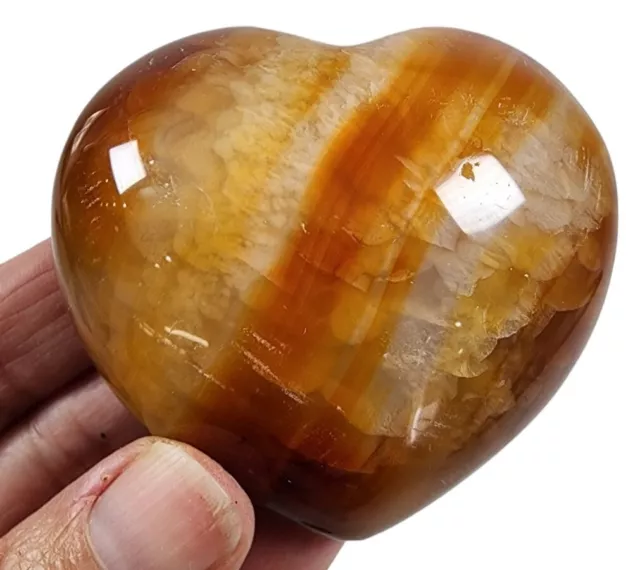 Carnelian Agate Polished Heart Stone Madagascar 96 grams.