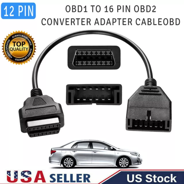 12 Pin OBD1 To 16 Pin OBD2 Convertor Adapter Cable For GM Diagnostic Scanner US