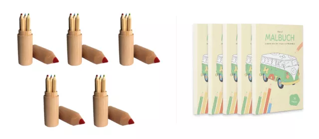 PROJECTS 5er Set Malbücher für Kinder inkl. 5 hochwertiger Malstifte Mitgebsel