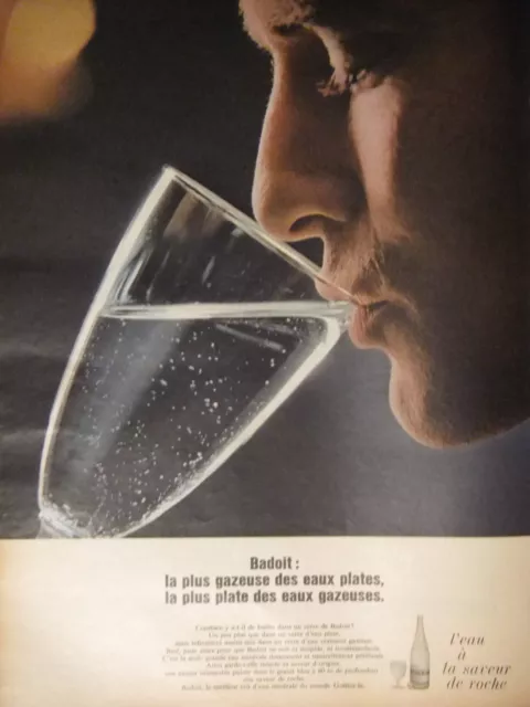 Publicité 1966 Badoit La Plus Gazeuse Des Eaux Plates - Advertising