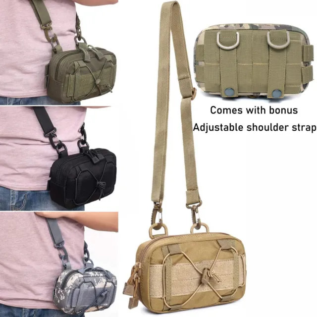 Mens Tactical Small Sling Bag Waterproof Zipper Wallet Molle Pouch Bag Travel US