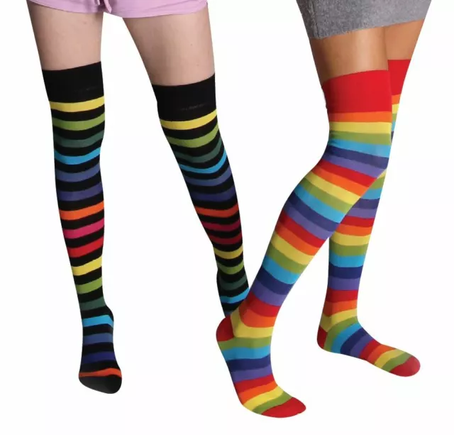 Mysocks Over Knee Stripe Socks, Seamless Toe, Finest Combed Cotton, UK Size 5-9