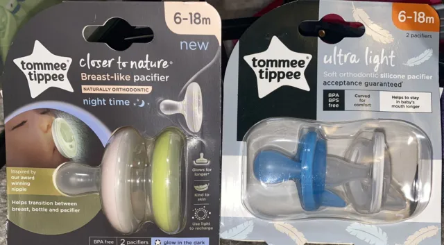 Tommee Tippee Closer to Nature or Ultra Light Pacifiers, 2 pack, 6/18M