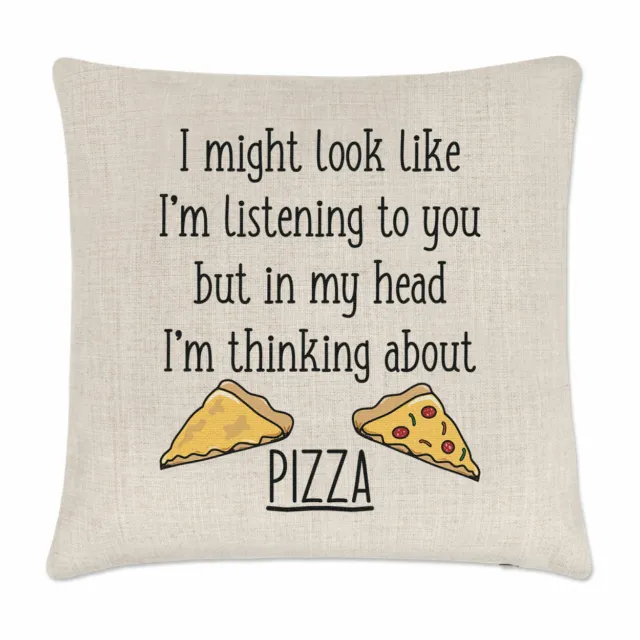 I Might Look Like I'm Listening To You Pizza Cushion Cover Pillow Pepperoni Joke
