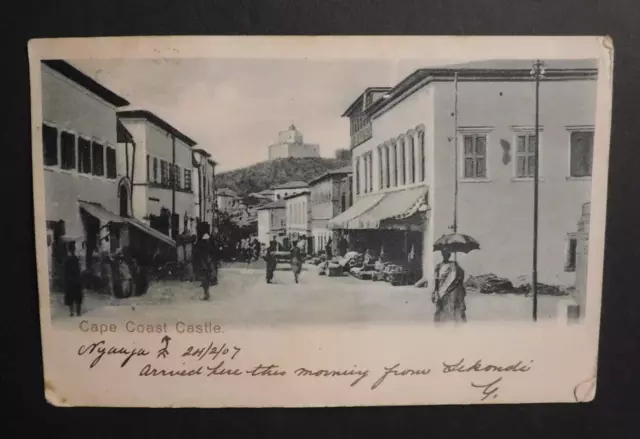 1907 Gold Coast Postcard Cover Cape Coast to Sydney NSW Australia Castle