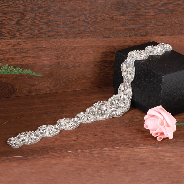 Rhinestone Appliques Bridal Sashes Handmade Sewing Dress Wedding With Bead Belt