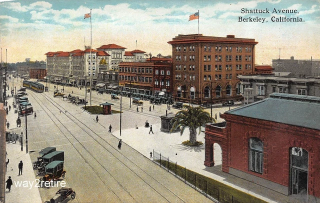 Postcard CA Berkeley Station Shattuck Ave. Southern Pacific Depot Calif c1910