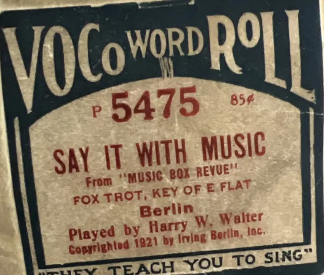 Voco Player Piano Word Roll #5475 Say It With Music Fox Trot Berlin