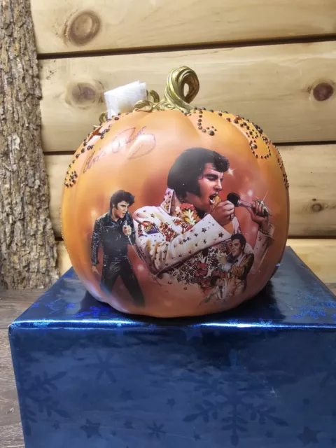 Elvis Presley Musical Light Up  Bradford Exchange Halloween Pumpkin "Takin Care" 3