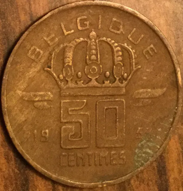 1953 Belgium 50 Centimes Coin
