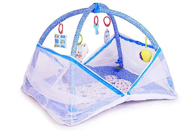 Baby Bedding Set Mosquito Net Mattress Sleep Bedding In Print Blue Color