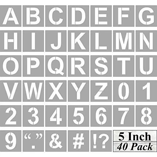 Plantillas de letras y números del alfabeto de 5 pulgadas - paquete de 40 letras y números grandes