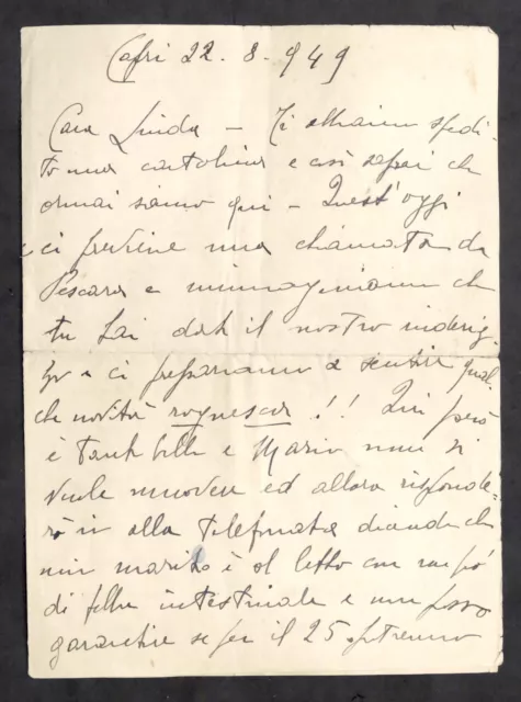 Lettera con autografo di Angela d'Annunzio (moglie di Mario D'Annunzio) - 1949