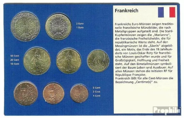 Francia flor de cuño juego de monedas de curso legal años mixtos 1999-2002 Euro