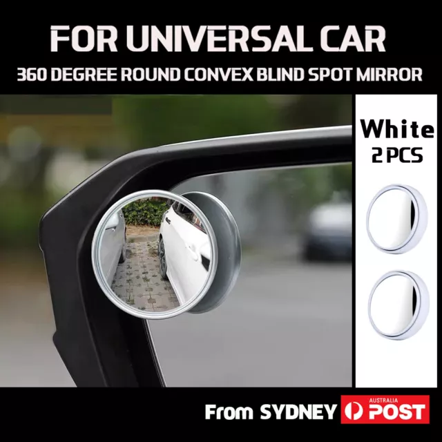 2x Blind Spot Car Mirror 360° Wide Angle Adjustable Rear Side View Convex White