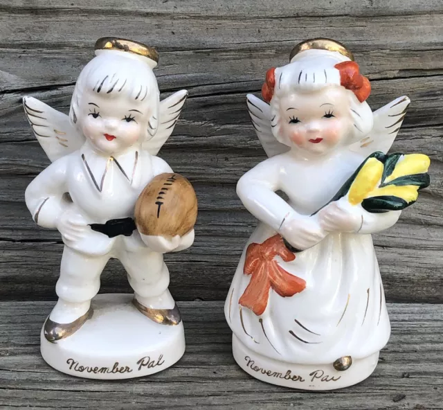 VTG MAHANA November Boy & Girl Birthday Angel PAL Figures 1600 series NOT Napco