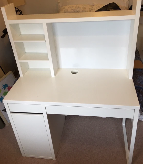 IKEA MICKE DESK WHITE with Back Board and Drawer Insert