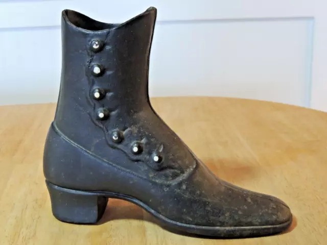 Antique 1800's Cast Iron Mannequin Side Button Victorian Shoe Boot Door Stop
