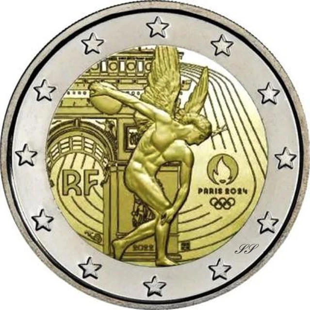 2 EURO FRANKREICH 2022 Olympische Spiele 2024 in Paris Coin Card Set