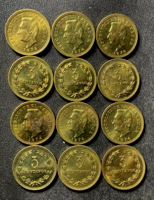 Old El Salvador Coin Lot - 12 UNCIRCULATED COINS - Lot #J7