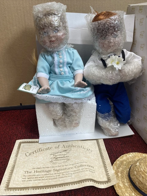 The Heritage Signature Collection Courting Couple Porcelain Dolls RARE With COA 2