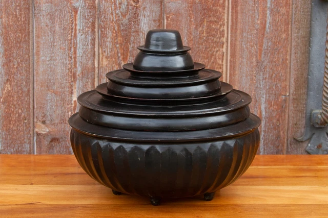 Antique Burmese Lacquer Monk Bowl Set