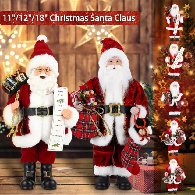 Christmas Santa Claus Figure Large Standing Xmas Ornament Decoration 11"/12"/18"