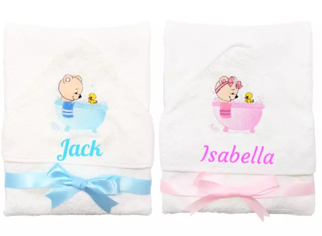 Baby towel hooded Personalised Embroidered bath girls boys unisex cotton