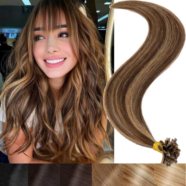 Keratin Fusion Nail U Tip 1G Pre Bonded Remy Human Hair Extensions Balayage 200g