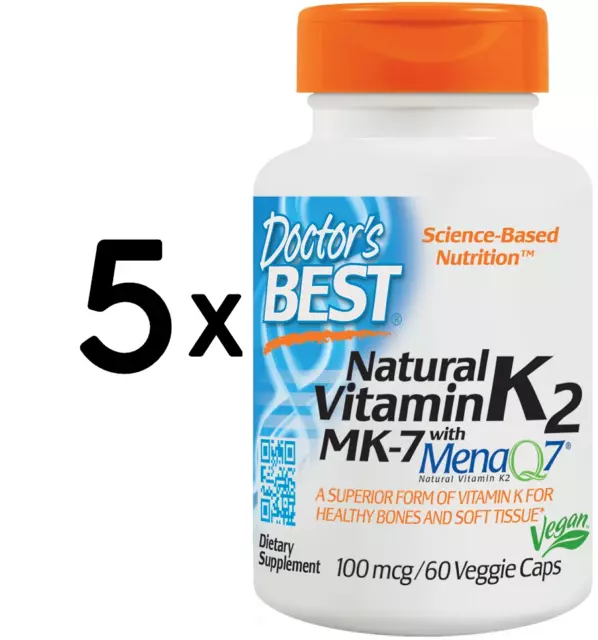 (125 g, 677,29 EUR/1Kg) 5 x (Doctors Best Natural Vitamin K2 MK7 with MenaQ7, 1