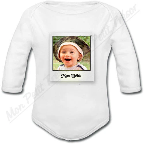 Body Bébé Cadre Polaroïd personnalisé avec votre photo - cadeau naissance mixte