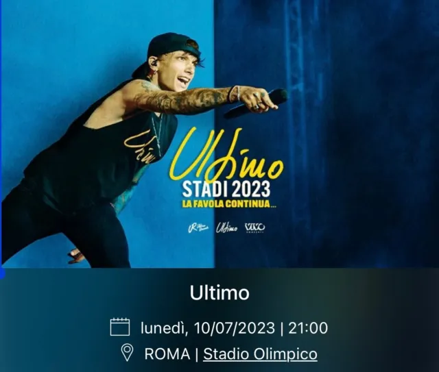 biglietto concerto ULTIMO stadio olimpico Roma,ore 21:00 il 10 luglio 2023 