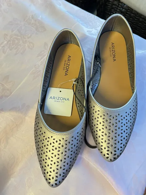 Arizona Jean Co Flats Tan/Metalic Women Shoes Ballet Slip On's Size 8 Medium New