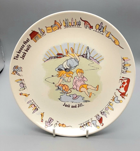 VINTAGE POOLE POTTERY Nursery Rhymes Childs Plate Jack and Jill