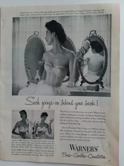 1953 WARNERS WOMEN'S bras girdles corselettes 1310 behind your back ad  £9.48 - PicClick UK