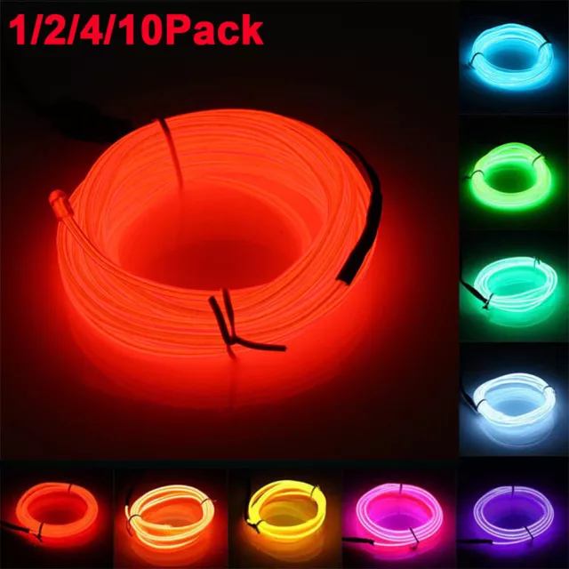1/2/3/4/5M LED Neon EL Wire String Lights Battery Operated DIY Party Bar Decor