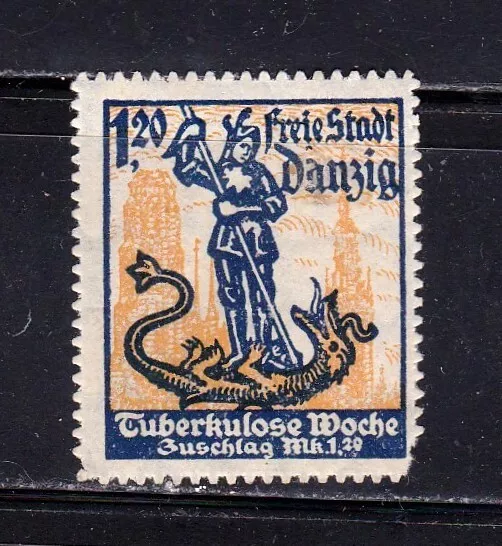 Danzig stamp #B3, MH OG, great color, clipped lower right corner
