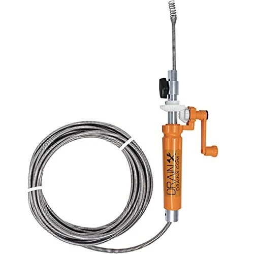 25 FT Rotary Drain Auger 1/4" Cable | Works Manually or Drill Powered