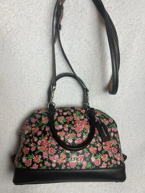 Coach F57621 Mini Sierra Purse Satchel Posey Floral Shoulder Bag Coated Canvas