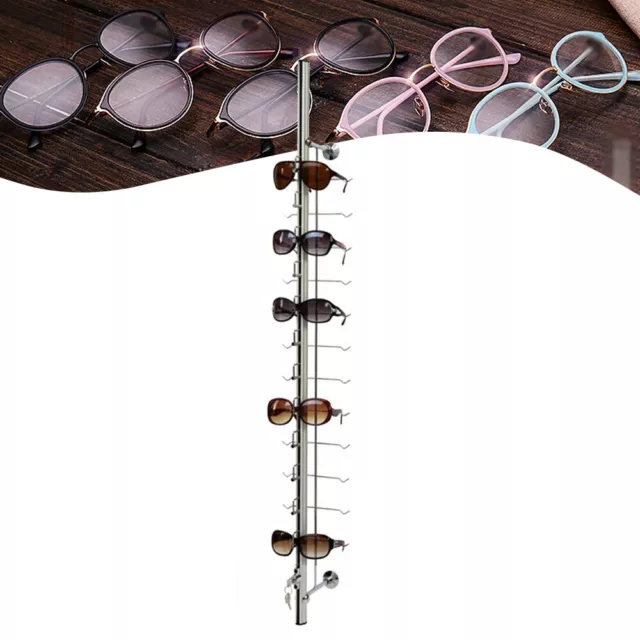 10pcs 12 Frame Eyewear Sunglasses Display Rod Stand Wall-Mounted w/Lock 1.1m