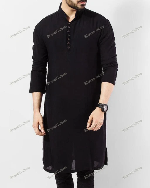 Mens Kurta Fashion Mens Long Kurta Cotton Top Tonic Solid Kurta With Schlafa