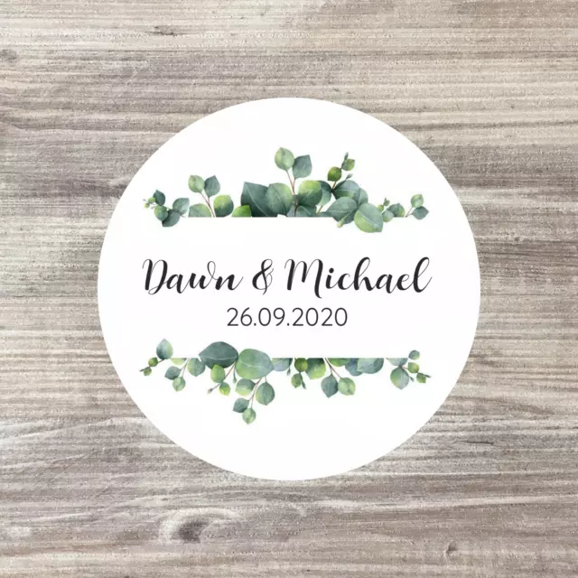 Personalised Wedding Stickers, Name Stickers, Wedding Favour Labels, Eucalyptus