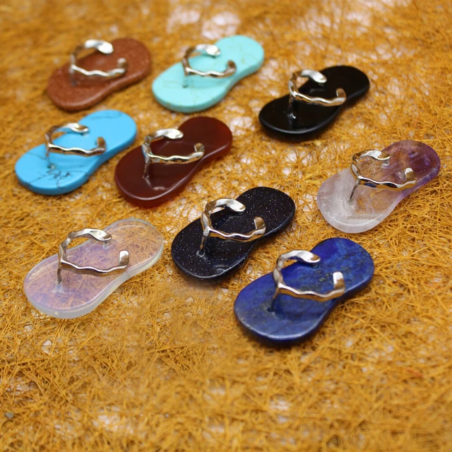 Crystal Quartz Stone Flip-Flop Pendant Chakra Reiki Healing Amulet Energy