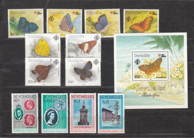 SEYCHELLEN, 1991/94 Schmetterlinge 747-50, Block 37, 790-93 **, (36156)