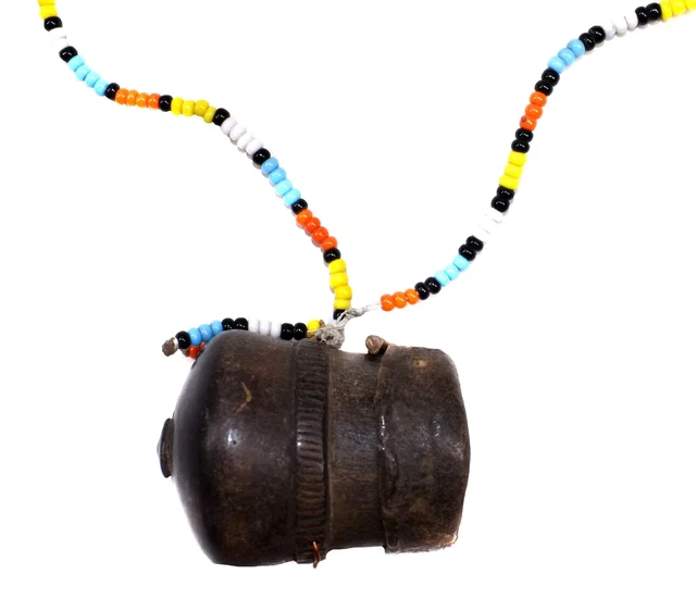 Makonde Tobacco Pot on Beaded Necklace Tanzania Africa