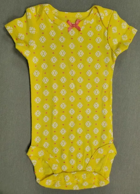 Baby Girl Clothes Nwot Child Mine Carter's Newborn Yellow & Pink Design Bodysuit