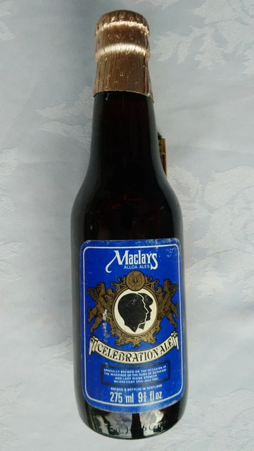 Maclays Alloa Bier Ale 275 ML Ltd Ed Flasche Charles Diana Hochzeit 29-7-81 Leer